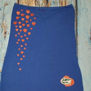 Florida Gator Halter Top Blue with Orange Hearts and Green Gator